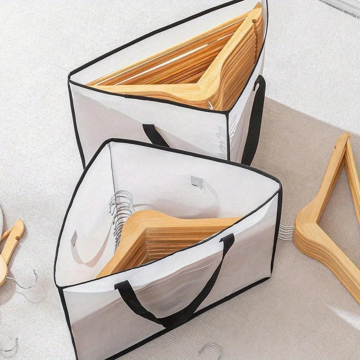 1pc Clothes Hanger Organizer Holder for Space Saving, Hanger Triangle Storage Bag with Handles for Closet Tidier Laundry