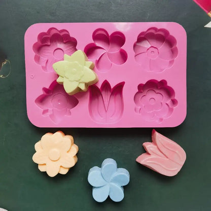 6 Cavity 6 Type Flower-shaped Of Tulip Silicone Mold Suitable For Soap Candle Hand Making DIY Cake Chocolate Dessert Baking Mold