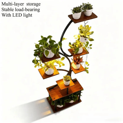 8-Tier Indoor Plant Stand with Grow Lights Multi-Functional Flower Rack for Multiple Plants 2-Tier Metal Stand Irregular Design for Patio Living Room Study Bedroom Gift for Plant Lovers