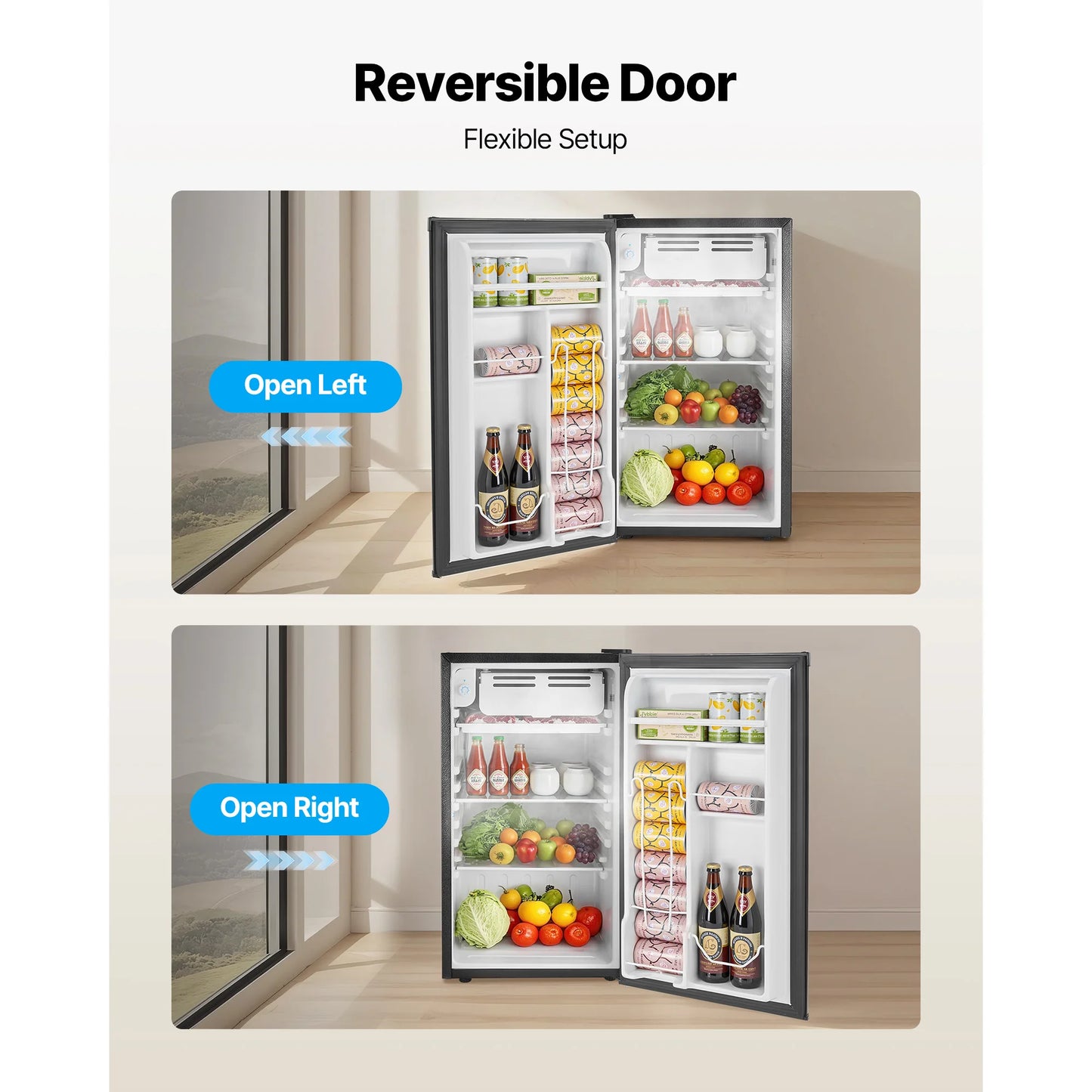 SucceBuy Mini Fridge Single Door Compact Refrigerator Adjustable Temperature Energy Efficient Small Refrigerator for BedroomDorm