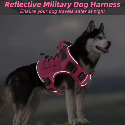 Adjustable No-Pull Tactical Dog Harness with Handle for Large Dogs - Reflective Military Vest for Labrador Retriever, Siberian H