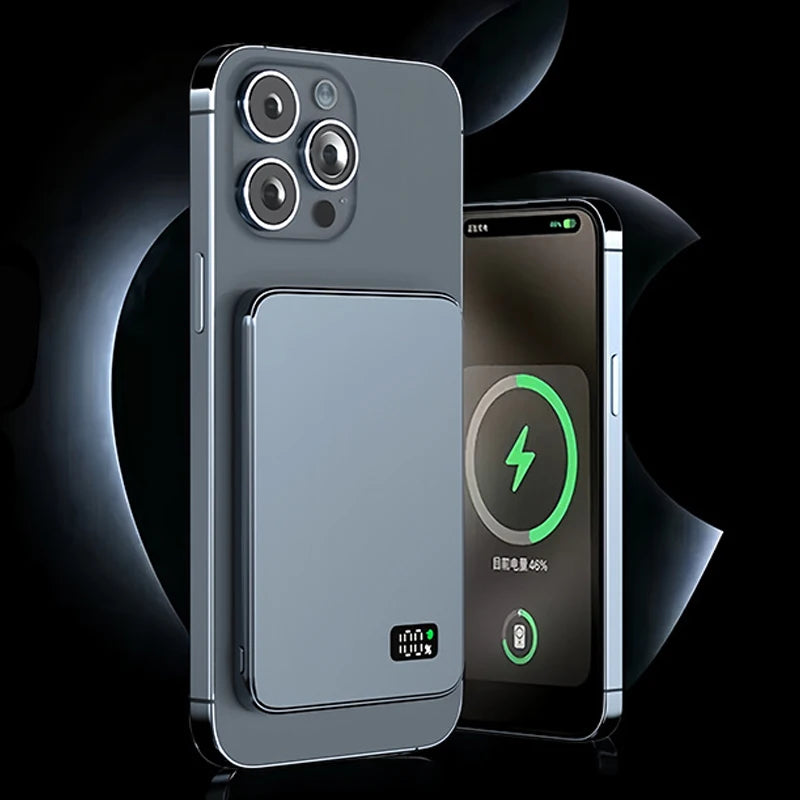 Ultra Thin Power Bank for MagSafe,Magnetic Wireless Fast Charging LED Display Portable Battery For iPhone Samsung Phone Airpods