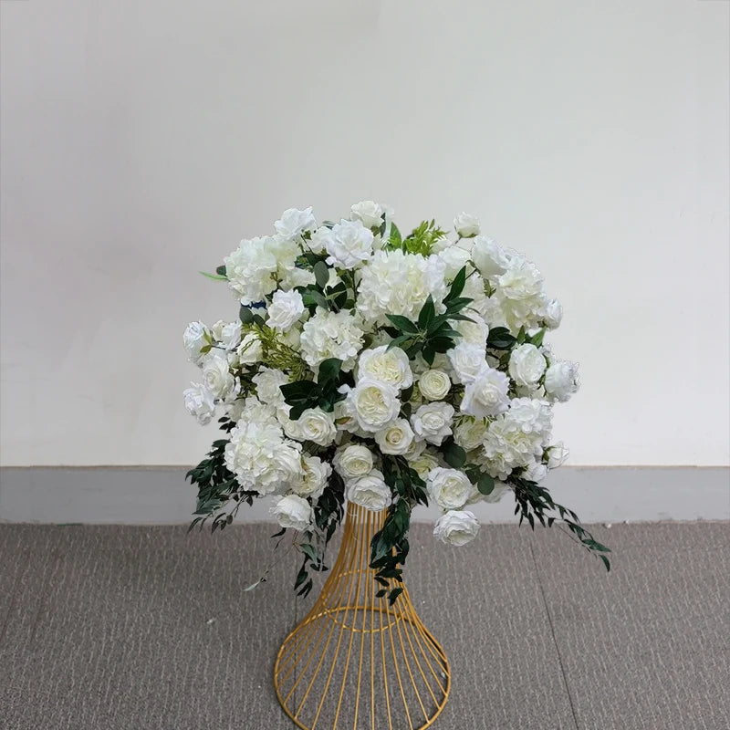 70/60/30cm White Rose Green Plants Leaf Artificial Flower Ball Wedding Table Centerpiece Decor Marriage Banquet Road Lead Floral