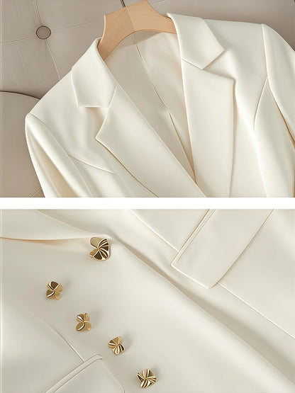 2Pcs Women's Temperament Set Long Sleeved Suit Casual Pants Fashion Slim Work Clothes For Business Commuting Work Events