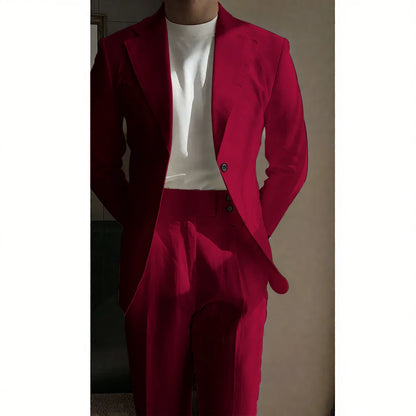 Chic Linen Men Suits 2 Piece Summer Single Breasted Notch Lapel Suit High Quality Wedding Casual Office Party Prom Costume Homme