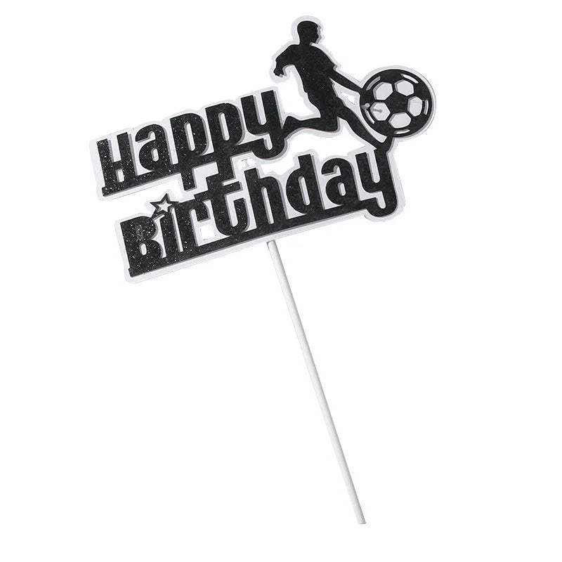 Football Cake Topper Boy Girl Soccer Happy Birthday Cupcake Toppers Party Dessert Wedding Decoration Baby Shower Baking Supplies