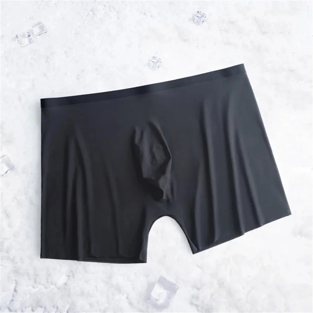 Super Lightweight Bulge Pouch Underwear Men Panties Ice Silk Boxers Seamless U Convex Trunks Male Sexy Shorts Plus Size L-XXXL