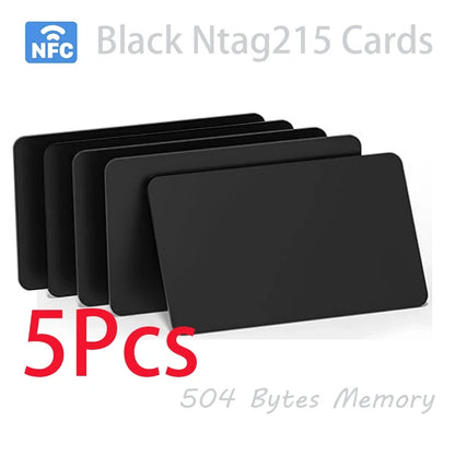 Hilo 5-10PCS NTAG215 Blank NFC Cards PVC Tags NFC215 Black Card 13.56Mhz TagMo Waterproof RFID NFC Phone 504 bytes