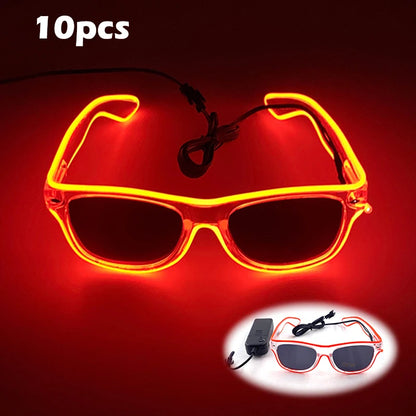 1PC Light Up LED Glasses Glow Sunglasses EL Wire Neon Glasses Glow in The Dark Party Supplies Neon Party Favors for Adults