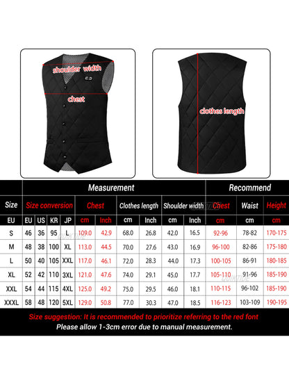 Intelligent Heating Vest, 16-Heating Zones, 2-Switches, 3-Speed Adjustable, Suitable For Outdoor Activities, Indoor Work, Hiking