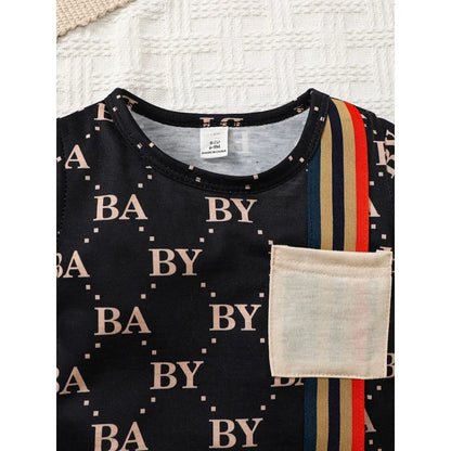 2PCS Summer Toddler Baby Boy Clothing Set T-shirt Letter Short Sleeve Top+Shorts Light Luxury Style for Baby boy 0-3 Years