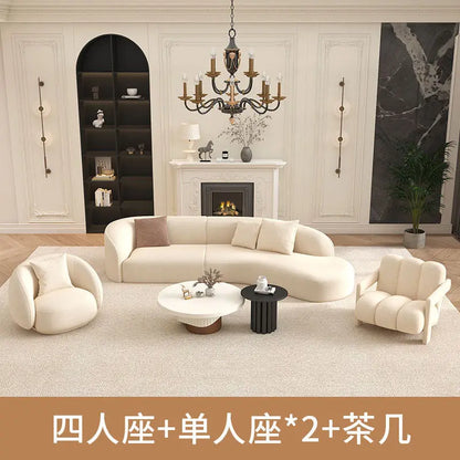 for Nordic Fabric Sofa Living Room Home Light Luxury Curved Large Sofa White Beauty Salon Hotel Lounge Sofa Chair