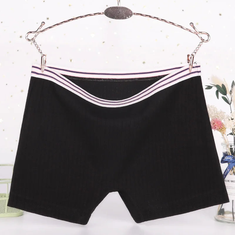 Female Lingerie Plus Size Boxer Briefs Women's Cotton Antibacterial High Waist Ladies'Boxer Briefs Flush Legs Flat Footed Shorts