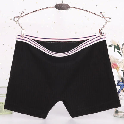 Female Lingerie Plus Size Boxer Briefs Women's Cotton Antibacterial High Waist Ladies'Boxer Briefs Flush Legs Flat Footed Shorts