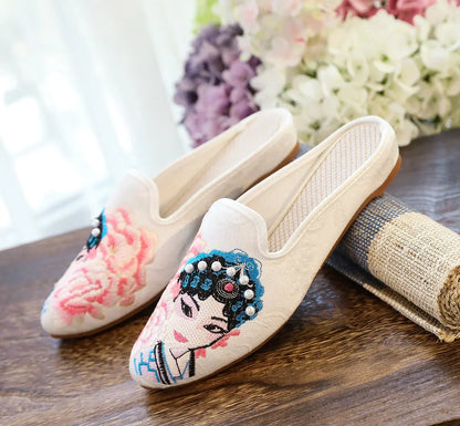 Embroidered Wedge Slippers | Vintage Boho-Style Sandals | Women's Casual Streetwear Footwear