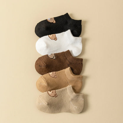 5/10 Pairs Baby Socks Toddler Low-cut Ankle Socks Cute Cartoon Bear Pattern Socks Boys and Girls Aged 0-5 All Season Collection
