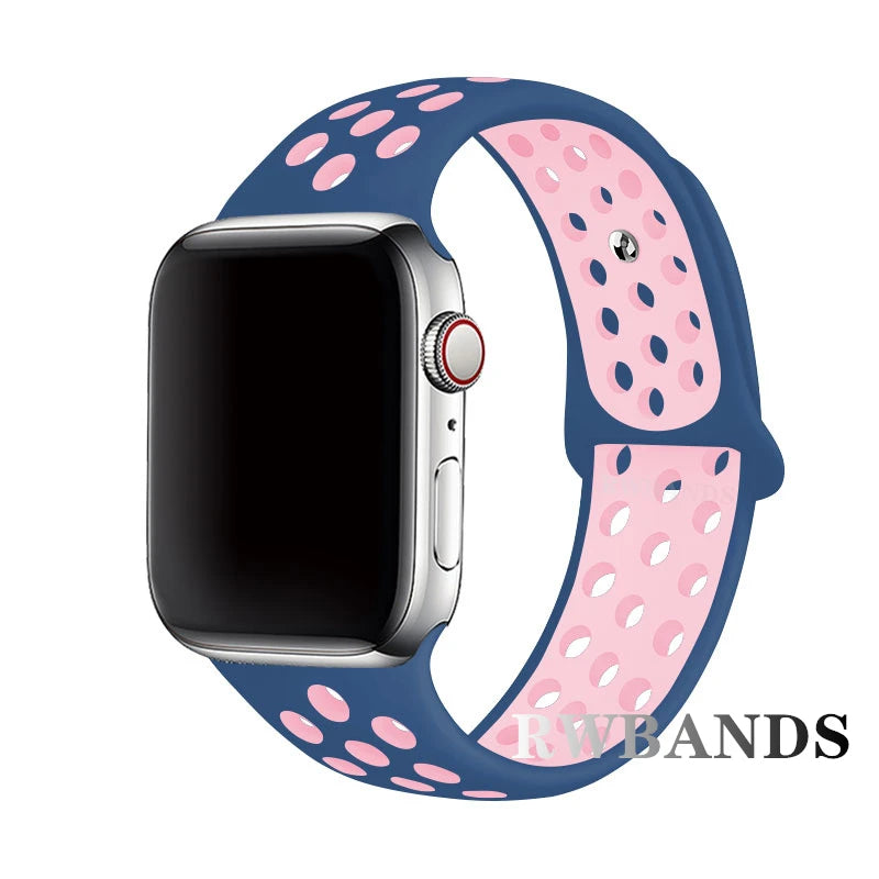 Sport Strap for Apple Watch Band 46mm 44mm 40mm 42-38-41mm 45mm Breathable Bracelet iWatch Series 10 9 8 7 6 SE 5 3 Ultra 2 49mm
