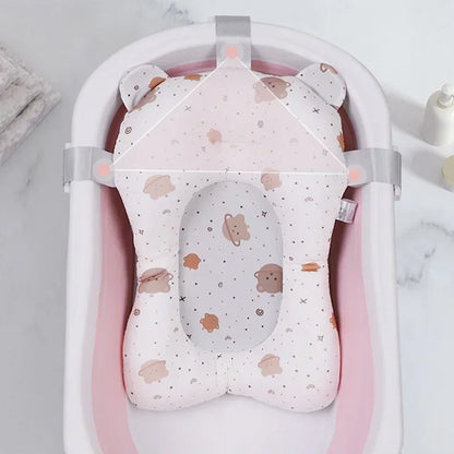 Baby Shower Bath Tub Pad Non-Slip Newborn Bathtub Mat Safety Nursing Foldable Support Comfort Body Cushion Mat Pillow Cartoon