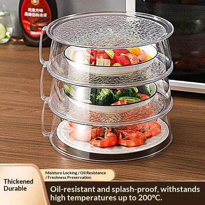 BPA Free PC Microwave Splatter Cover Heat Resistant With Handle Food Dish Shield for Kitchen Cooking Use