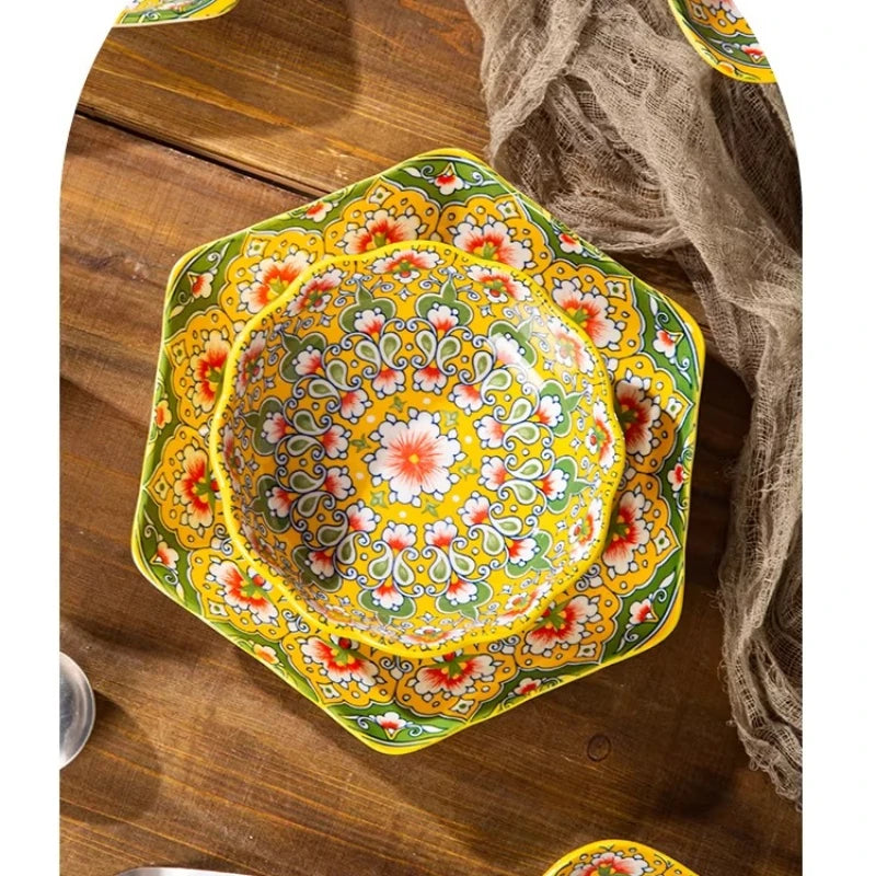Ceramic Tableware Set Rice Bowl Serving Plate Creative Cutlery Soup Plate Noodle Handle Bowl Sauce Dish Steak Salad Fruit Plate
