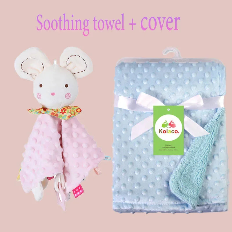 Custom Embroidered Name Minky Baby Blanket & Bunny Comforter Set Personalized Newborn Security Blanket Baby Shower Gift
