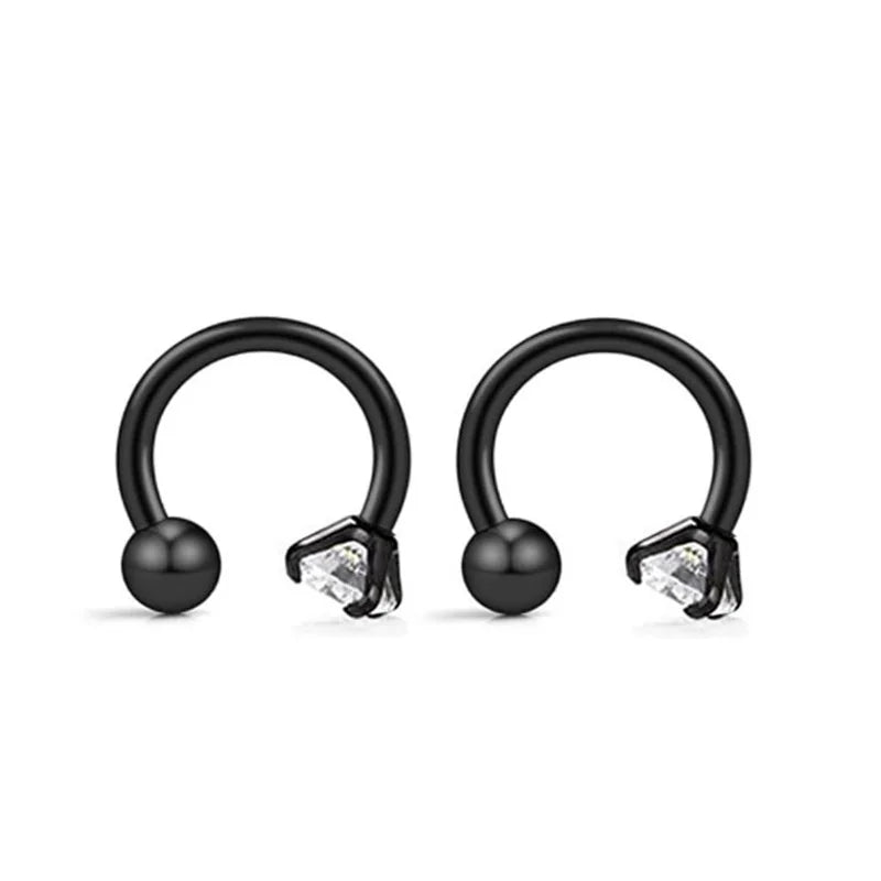 2Pcs Stainless Steel Crystal CZ Tragus Piercing Helix Studs Earrings For Women Girls Hoop Nose Ring Body Piercing Jewelry