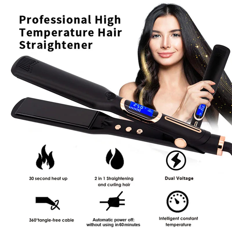 Professional Hair Straightener Curler 480℉ / 250℃ Keratin Treatment Flat Iron Ceramic Plate 3 sizes Available Dual Voltage