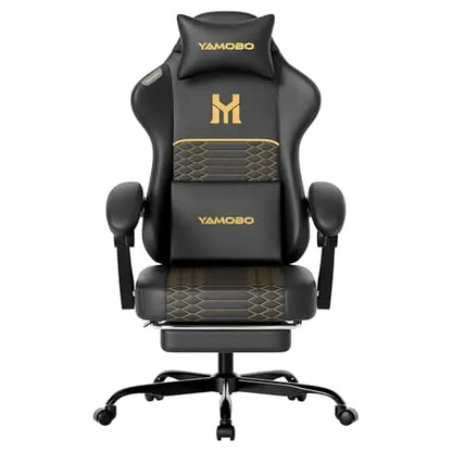 Gaming Chair with Footrest, Ergonomic Video Game Chair with Adjustable Lumbar and Headrest Massage Support,PU Leather