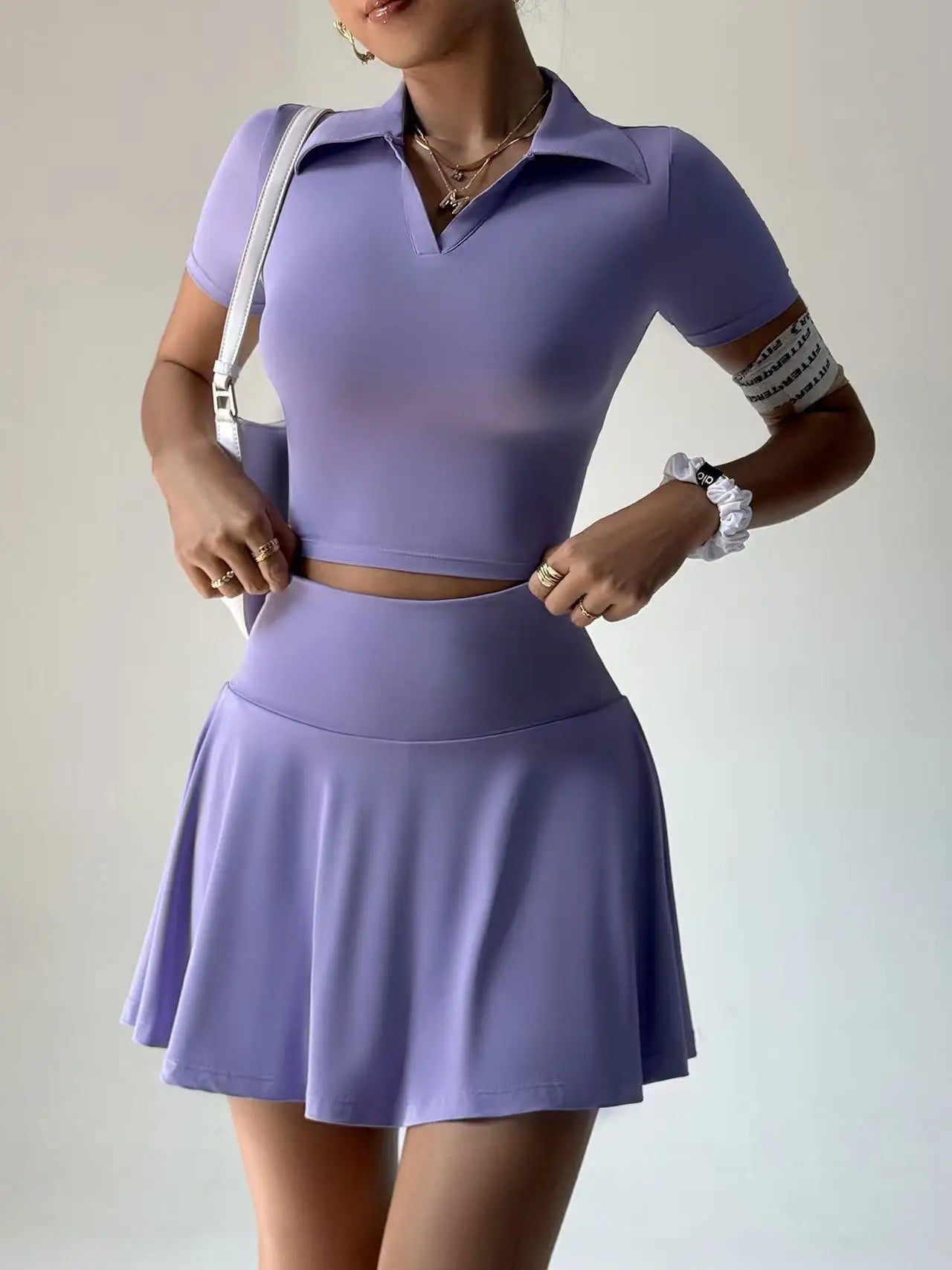 Summer Sports Outdoor Two-Piece Yoga Outfit for Women Golf Tennis Skirt Set, Summer Thin