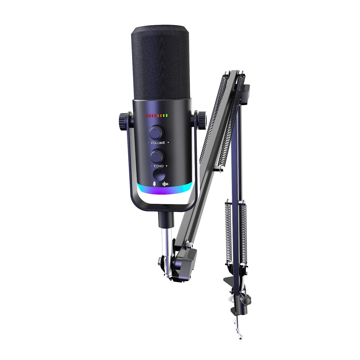 Professional USB Gaming Podcast Condenser MicrophoneKit with Adjustable Metal Boom Arm, 360° Rotatable Design,ENC Noise Reduction, HD Sound Pickup, Easy 1-Touch &Gain Control for PC Laptop Twitch YouTube StreamingRecording,