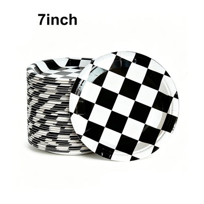 20/100Pcs Racing Car Birthday Party Supplies 7''and 9'' Paper Plates Dessert Cake Plates Napkins Racing Theme Birthday Decoratio