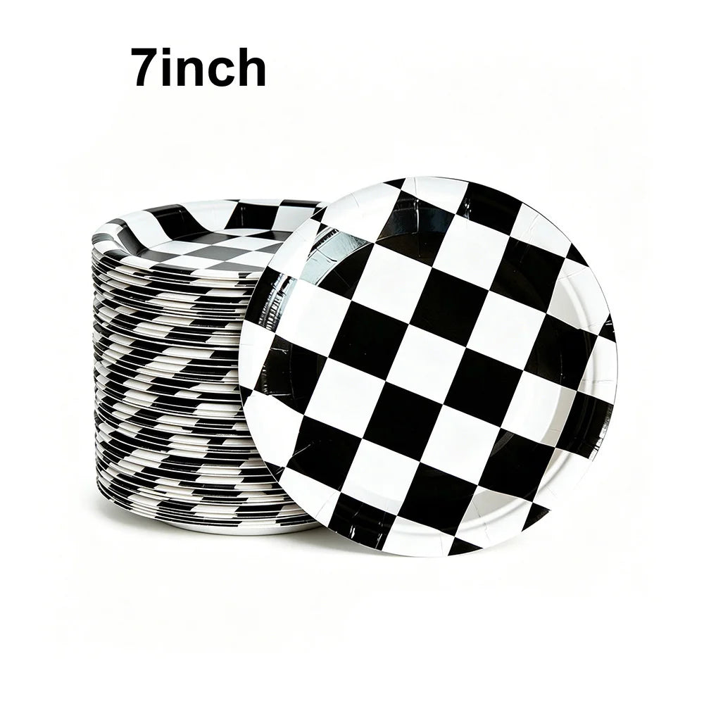 20/100Pcs Racing Car Birthday Party Supplies 7''and 9'' Paper Plates Dessert Cake Plates Napkins Racing Theme Birthday Decoratio