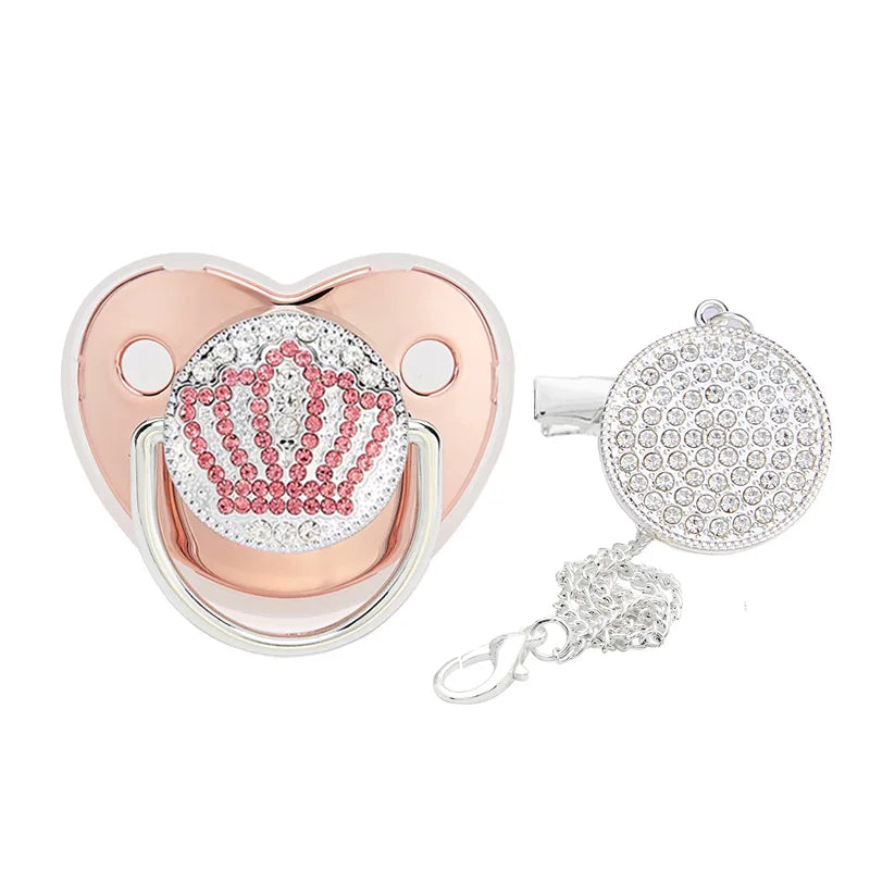 Baby Shower Gifts Baby Pacifier Rhinestone Pacifier Clips Princess Bling BPA Free Silicone Infant Nipple Newborn Baby Soother