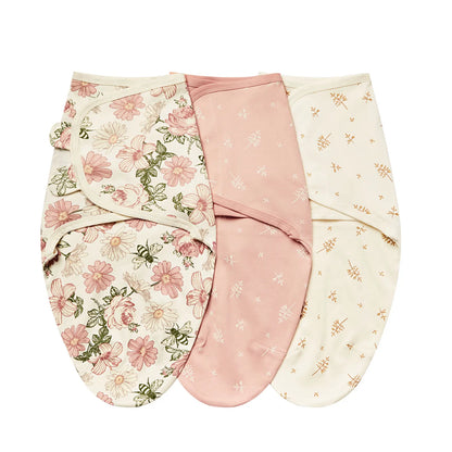 3Pcs Cute Newborn Baby Blankets Swaddles Set 100%Cotton Boys Girls Adjustable Swaddle Infant Swaddle for 0-6 Month