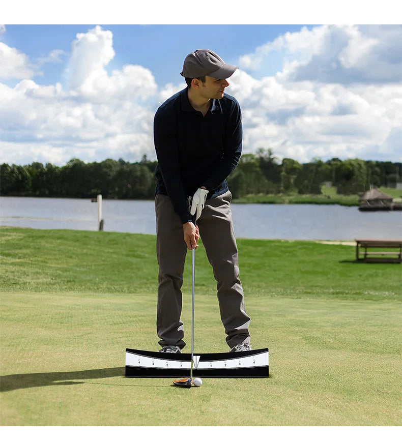 Golf Putting Track Rail Golf Training Aids Swing Practice Indoor/Outdoor Golf Putter Trainer Aid Golfer Balance Exercise