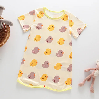 0-3 Years Newborn Ice Silk Thin Sleepwear Print Babysuits Cartoon