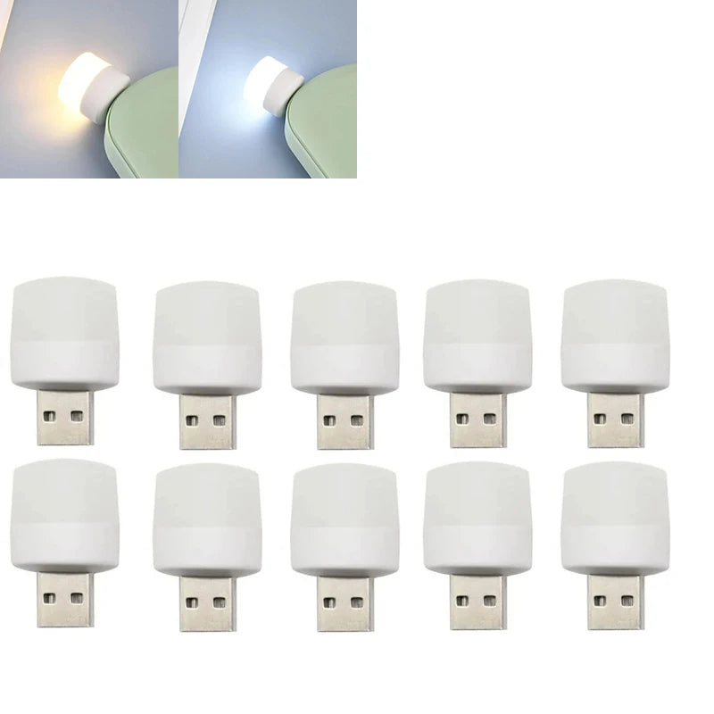 USB Night Light Mini LED Night Light USB Plug Lamp Power Bank Charging USB Book Lights Small Round Reading