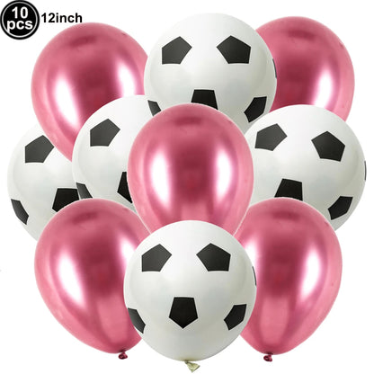 10Pcs 12inch Soccer Balloons Red Blue Black White Confetti Football Latex Balloon Boy Soccer Birthday Party Baby Shower Decor