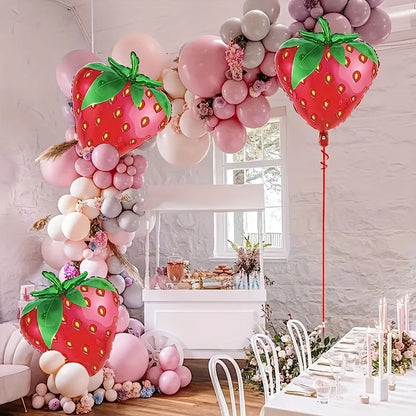 5 Pieces Strawberry Foil Balloons Birthday Party Decorations Summer Fruit Party Wedding Festival Decorations Balloons Gifts