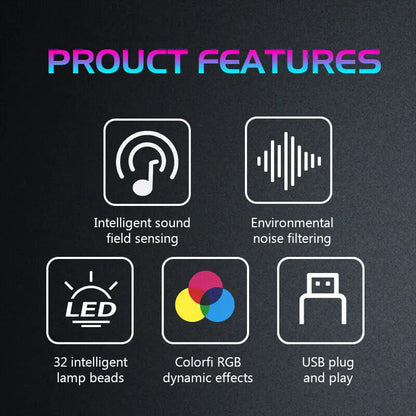 RGB Voice Control Synchronous Rhythm Light Internet Popular Colorful Music Ambient Light Car Desktop Induction Creative Led Pick