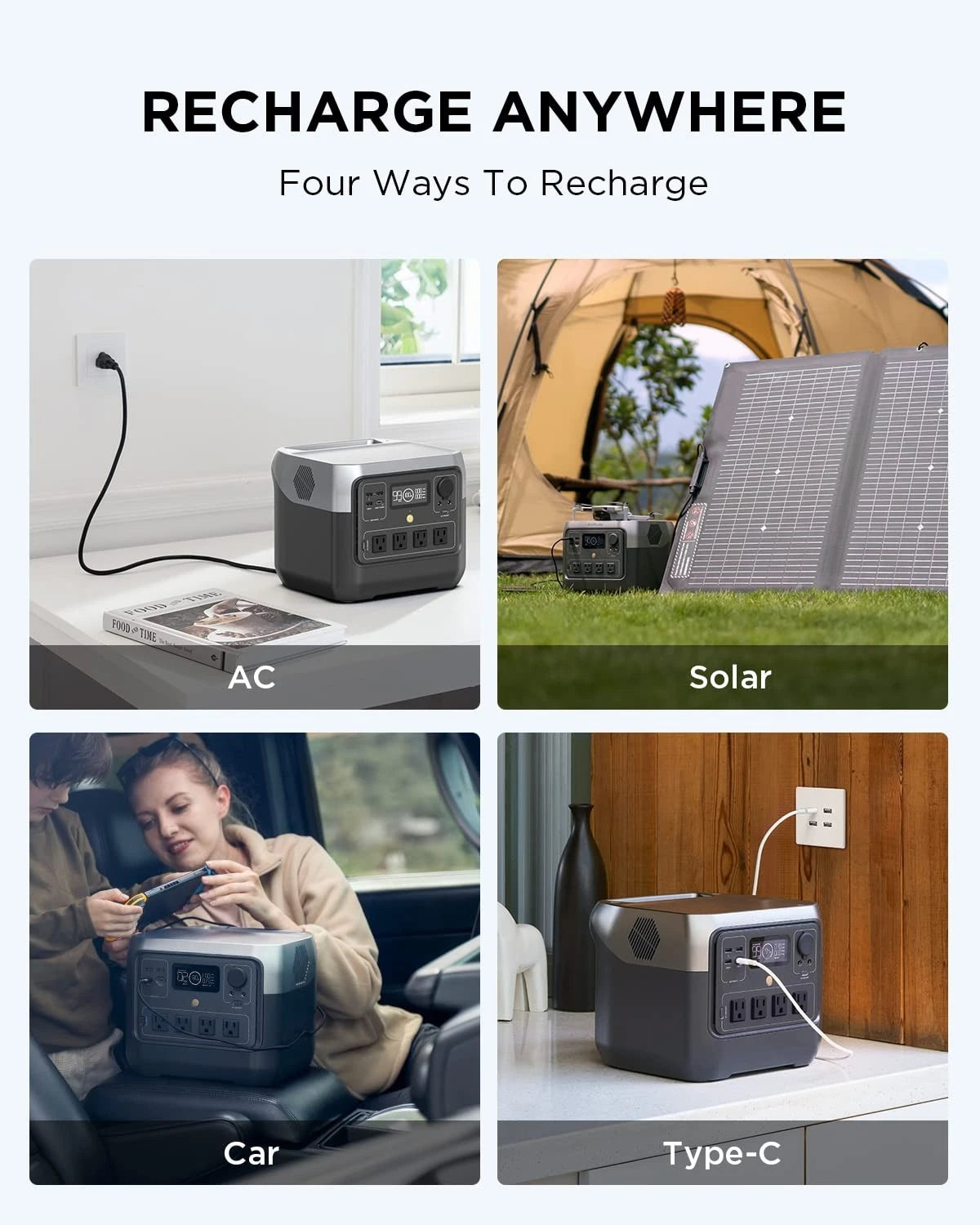 Portable Power Station RIVER 2 Pro, 768Wh LiFePO4 Battery, 70 Min Fast Charging, 4X800W (X-Boost 1600W) AC Outlets,, Customized
