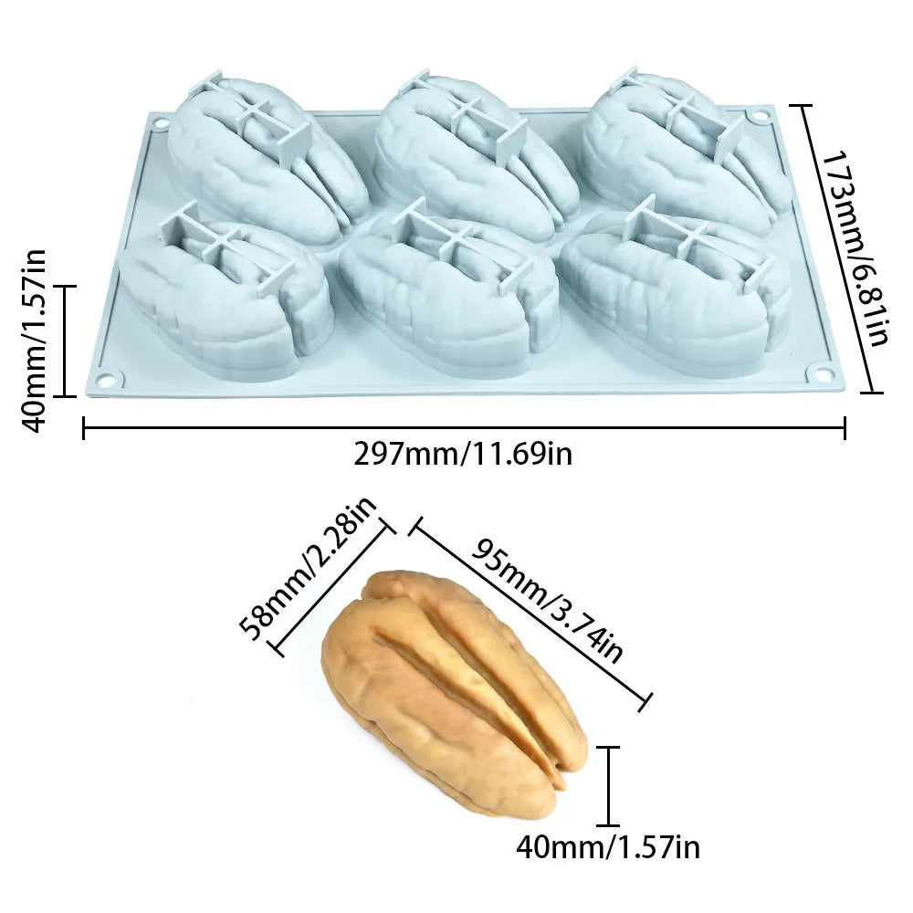 DIY Silicone Mold Nut-Shaped Pistachio/Almond/Pecan/Coffee Bean Mousse Mold Candles Chocolate Ice Mould Kitchen Cake Decor Tool