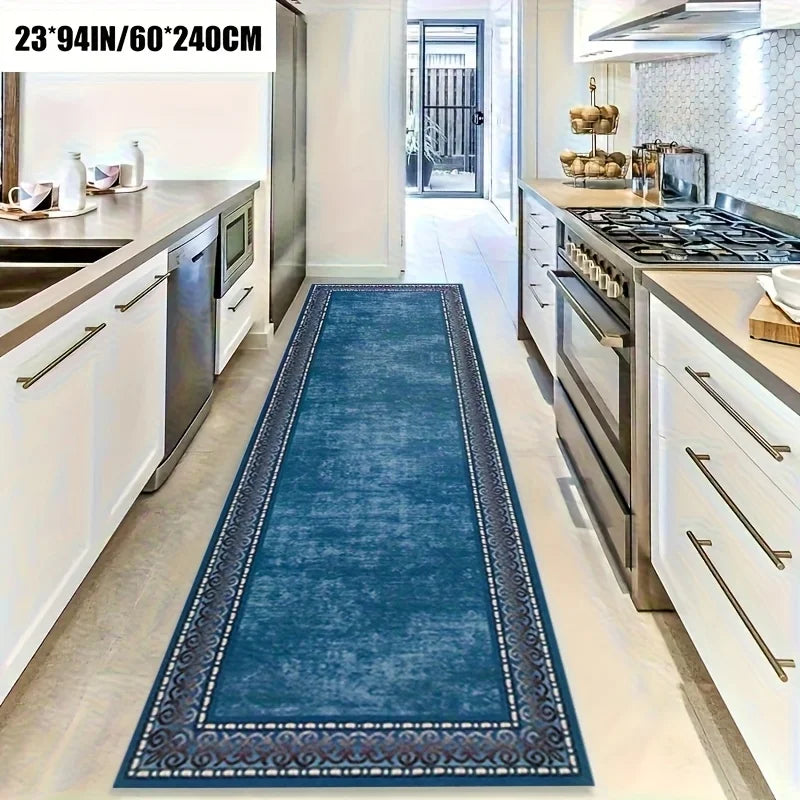 Blue Long Runner Rugs Bohe Carpet for Living Room Hallway Home Decor Kitchen Floor Mat Laundry Rugs Finely Edged Balcony  Mat