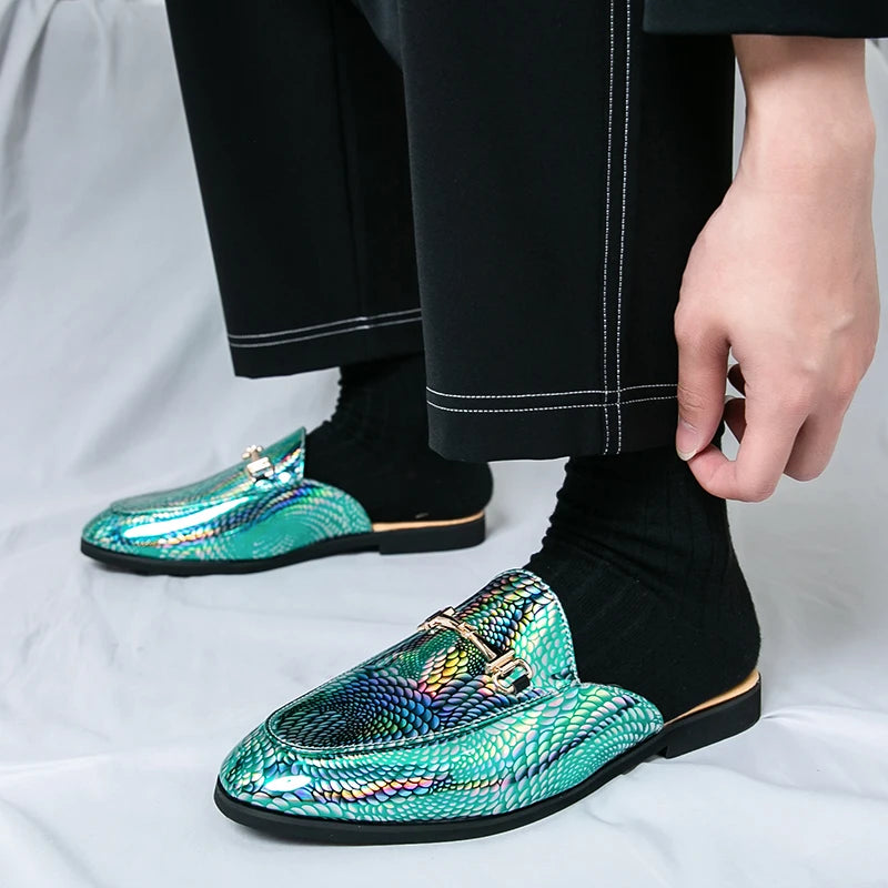 Men's Black Half Shoes For Men Leather Loafers Shoes Man Mules Casual Shoes Male Footwear Fashion Social Mocassins Summer 2023