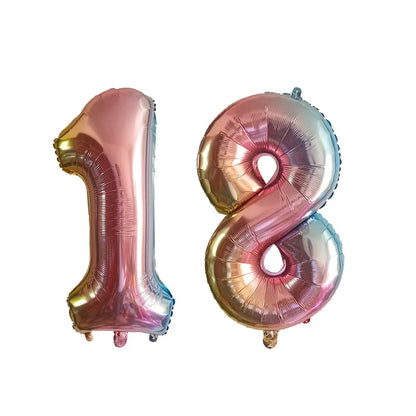 2Pcs 32 Inch Gold Silver Black Blue Red Helium Foil Number Balloon 16 17 18 19 20 21 Happy Birthday Party Decoration Supplies