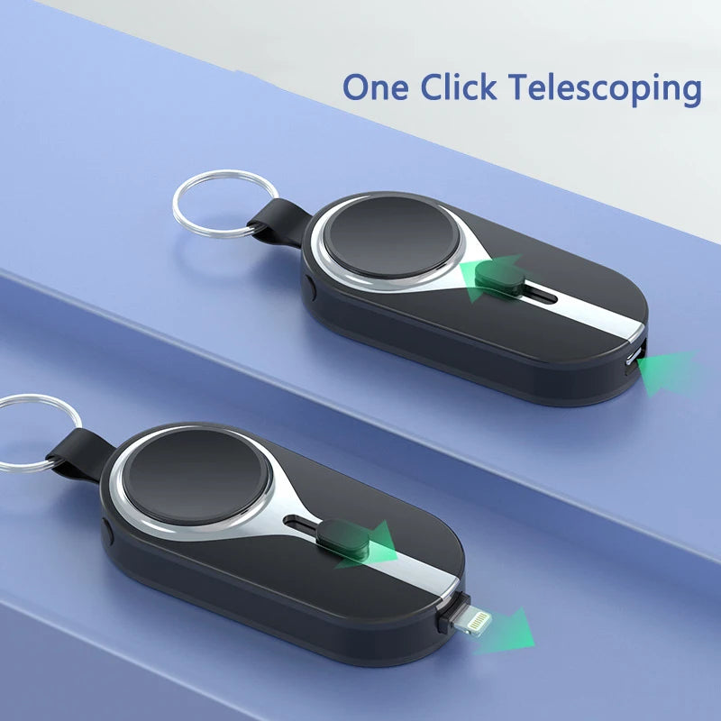Mini Emergency Keychain Power Bank 2-in-1 Wireless Charging Watch Mobile Power Supply for Apple Watch and iPhone Xiaomi Samsung