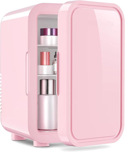 Mini Fridge, 6 Liter/8 Can 110V AC/DC Portable Thermoelectric Cooler Refrigerators for Bedroom