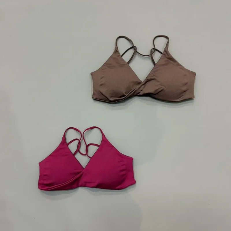 HISTELLO Vision Sports Bra Women Cross Back Seamless Yoga Bra With Removable Pads Backless Underwear Gym Running Sports Top