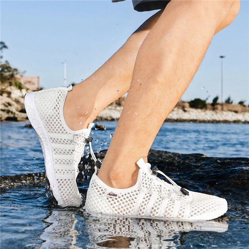 Men's Mesh Breathable Casual Shoes, Outdoor Beach Water Shoes, Lightweight Suixi Shoes