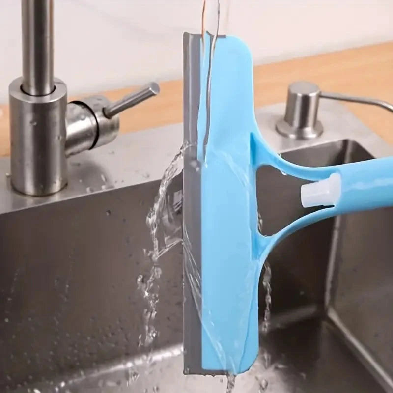 Non-Slip Blue Window Squeegee - Multi-Purpose Wiper for Home Car Glass Cleaning No Water Marks